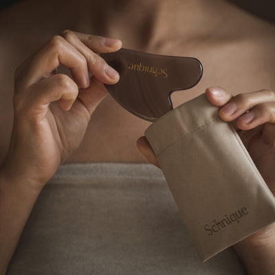 Schnique Gua Sha Set (Grey Agate Gua Sha  & Multi-use Pouch)